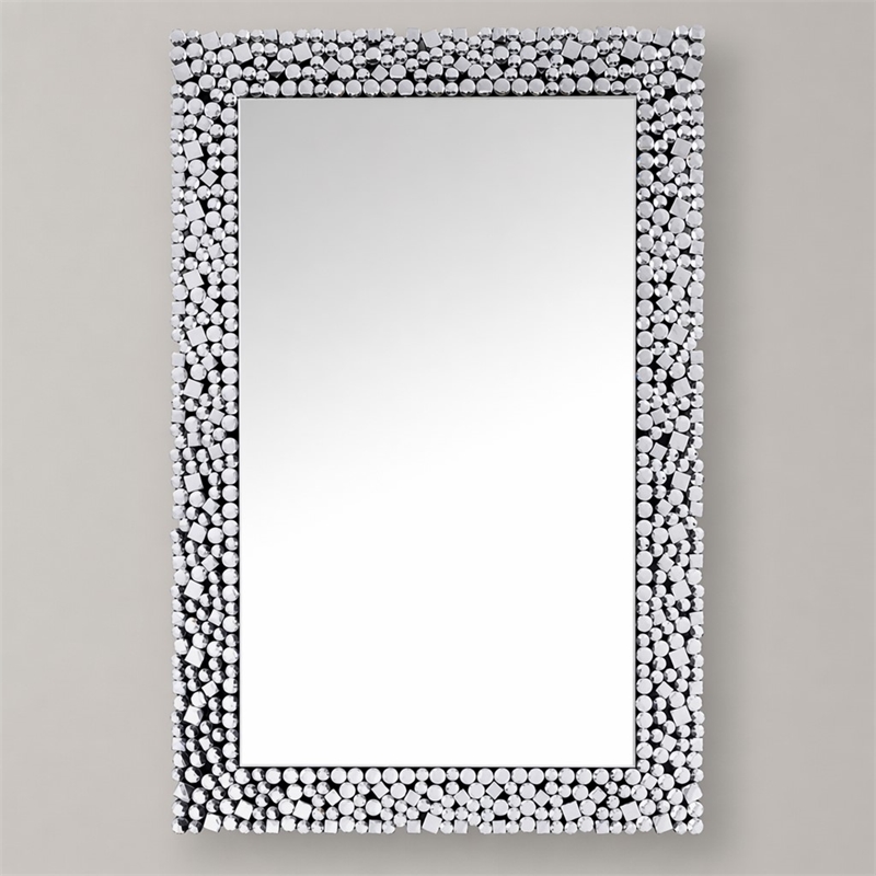 Bowery Hill Rectangular Wall Decor with Mirrored Finish and Faux Gems