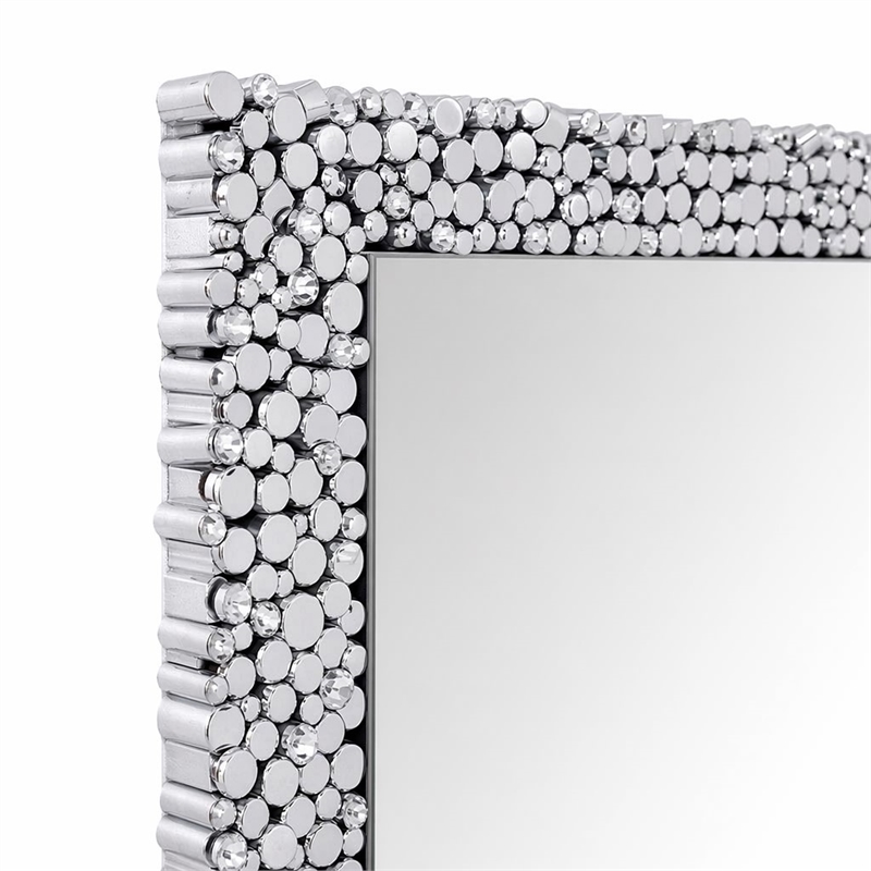Bowery Hill Rectangular Wall Decor with Mirrored Finish and Faux Gems