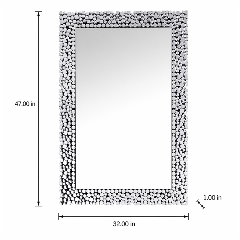 Bowery Hill Rectangular Wall Decor with Mirrored Finish and Faux Gems