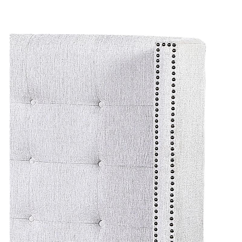 Bowery Hill Tufted Fabric Queen Bed in Tan and Salvaged Natural Finish