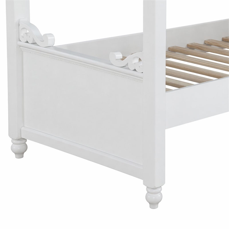 Bowery Hill Full Canopy Bed in White Wood Finish with Cottage Design