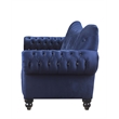 Bowery Hill Navy Velvet Sofa with Button Tufted Design and Rolled Arms