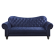 Bowery Hill Navy Velvet Sofa with Button Tufted Design and Rolled Arms