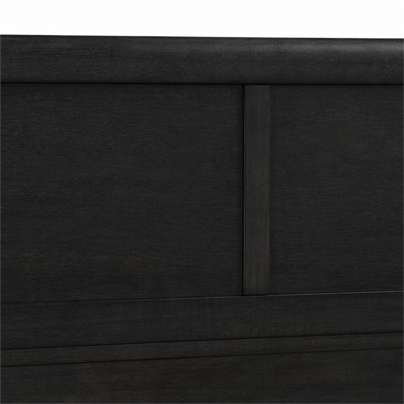 Bowery Hill Louis Philippe Queen Bed in Black Wood Finish