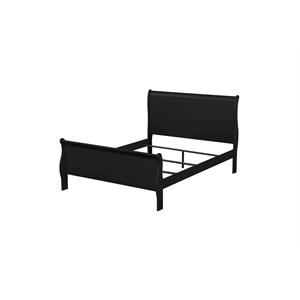 Bowery Hill Louis Philippe Queen Bed in Black Wood Finish