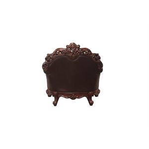 Bowery Hill Wooden Chair with Rolled Armrest in Cherry PU