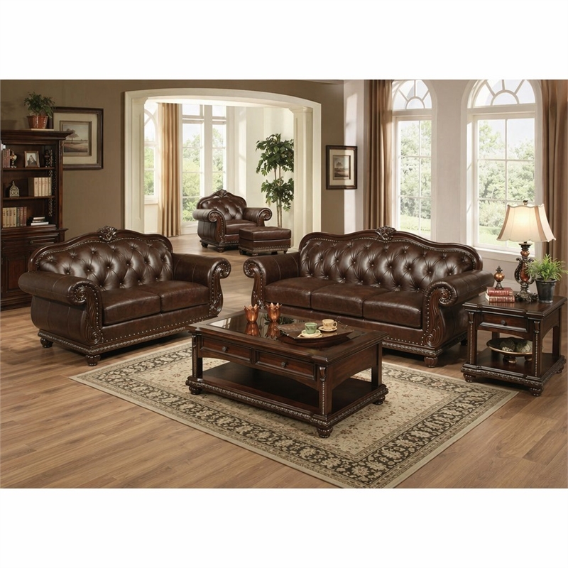 Bowery Hill Accent Chair in Top Grain Leather Match Upholstery