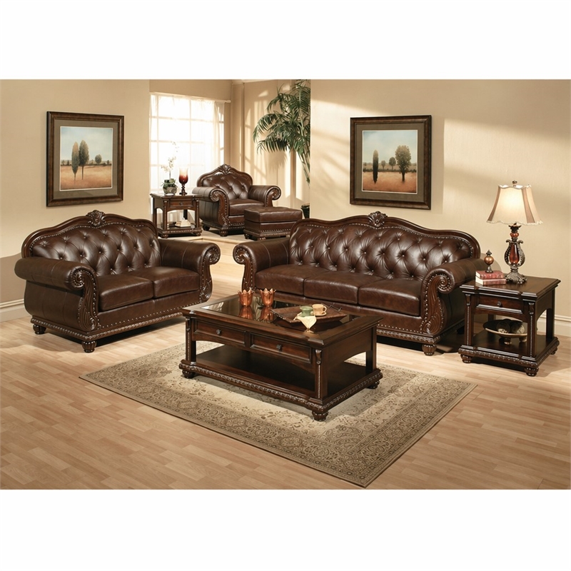 Bowery Hill Accent Chair in Top Grain Leather Match Upholstery