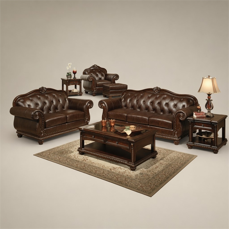 Bowery Hill Accent Chair in Top Grain Leather Match Upholstery