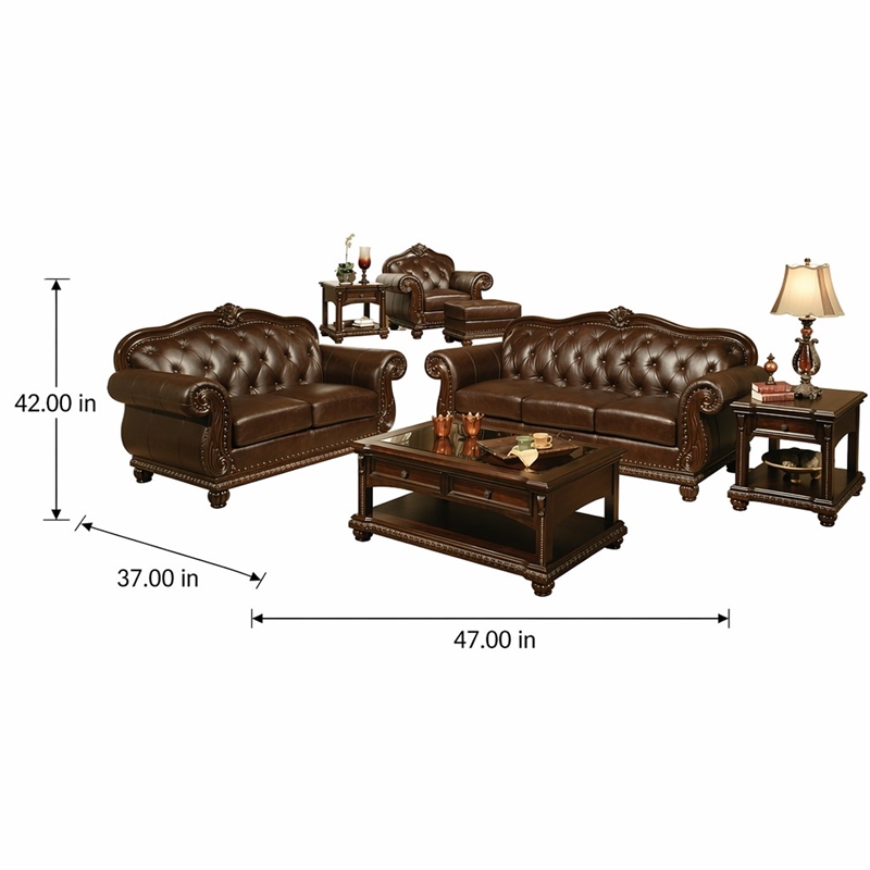 Bowery Hill Accent Chair in Top Grain Leather Match Upholstery