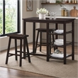 Bowery Hill Walnut 3-Piece Counter Height Breakfast Table Set