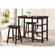 Bowery Hill Walnut 3-Piece Counter Height Breakfast Table Set