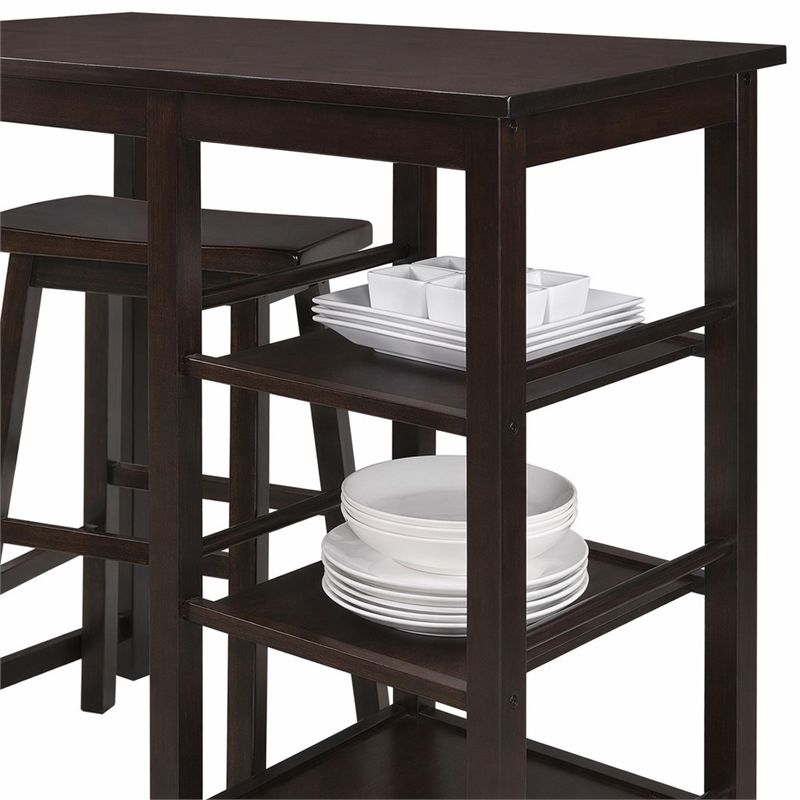 Bowery Hill Walnut 3-Piece Counter Height Breakfast Table Set
