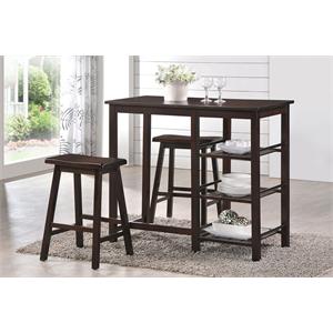 Bowery Hill Walnut 3-Piece Counter Height Breakfast Table Set