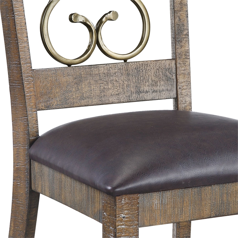 Bowery Hill Raphaela Dining Side Chair Set in Black and Weathered Cherry