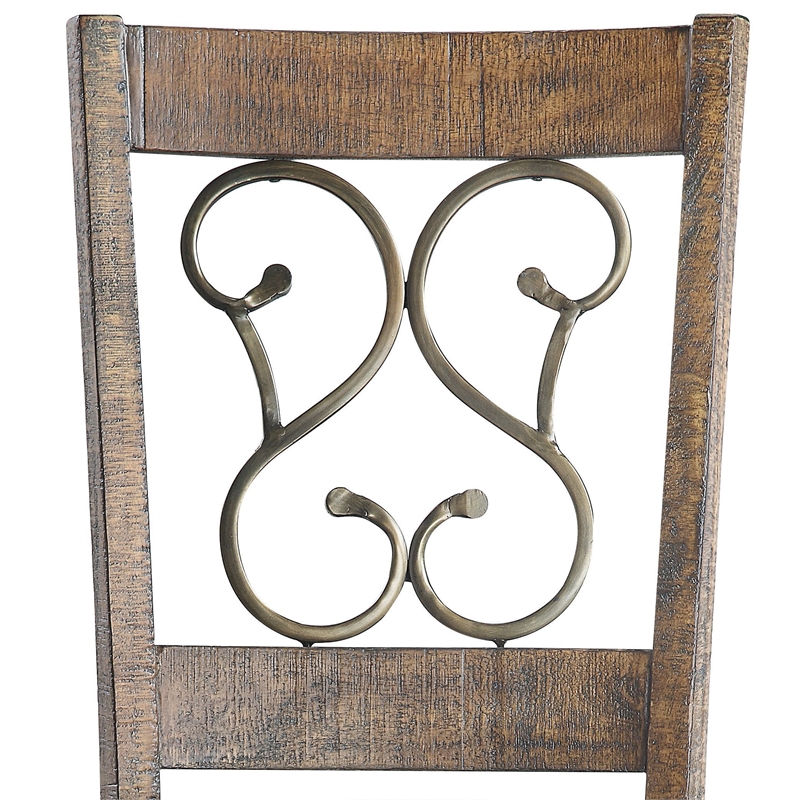 Bowery Hill Raphaela Dining Side Chair Set in Black and Weathered Cherry