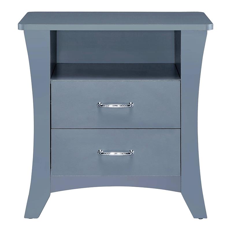 Bowery Hill 2-Drawer Wooden Nightstand with Shelf in Gray