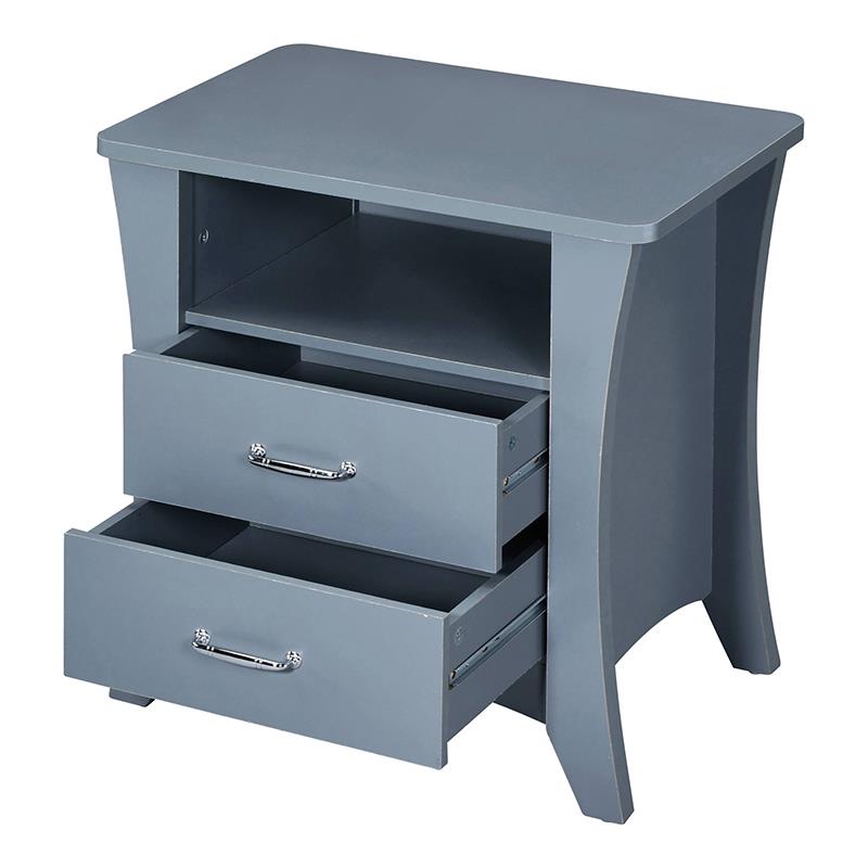 Bowery Hill 2-Drawer Wooden Nightstand with Shelf in Gray