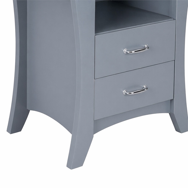 Bowery Hill 2-Drawer Wooden Nightstand with Shelf in Gray