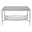 Bowery Hill Glass Coffee Table with Shelf and Chrome Frame