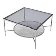 Bowery Hill Glass Coffee Table with Shelf and Chrome Frame
