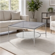 Bowery Hill Glass Coffee Table with Shelf and Chrome Frame