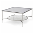 Bowery Hill Glass Coffee Table with Shelf and Chrome Frame