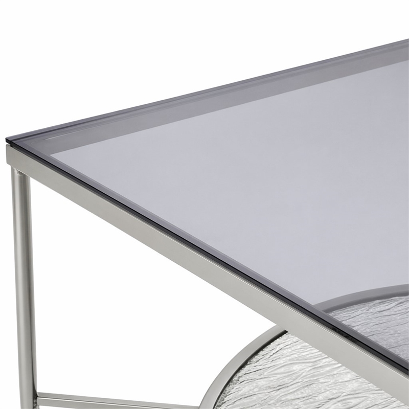 Bowery Hill Glass Coffee Table with Shelf and Chrome Frame