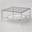 Bowery Hill Glass Coffee Table with Shelf and Chrome Frame