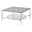 Bowery Hill Glass Coffee Table with Shelf and Chrome Frame