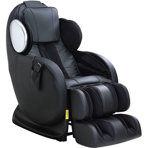 Bowery Hill Massaging Recliner Chair with Faux Leather in Black