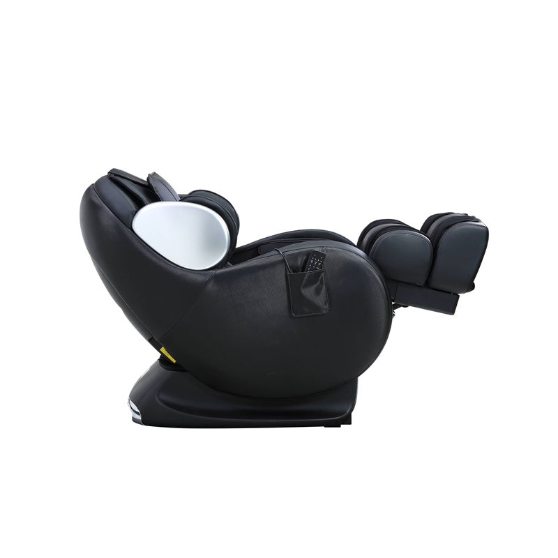 Bowery Hill Massaging Recliner Chair with Faux Leather in Black