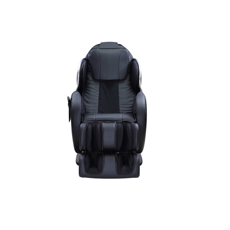 Bowery Hill Massaging Recliner Chair with Faux Leather in Black