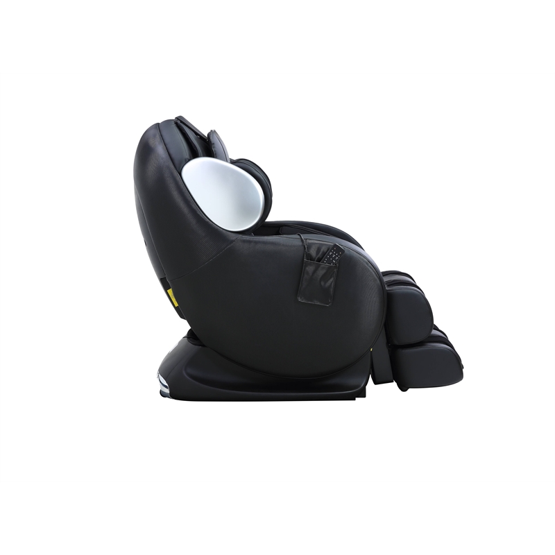 Bowery Hill Massaging Recliner Chair with Faux Leather in Black