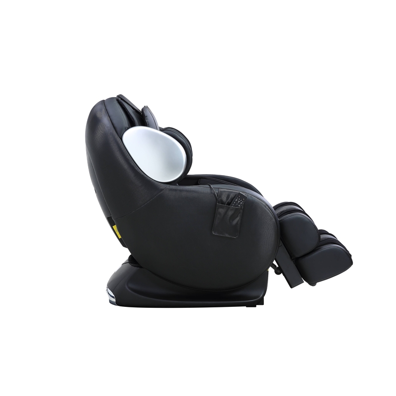 Bowery Hill Massaging Recliner Chair with Faux Leather in Black