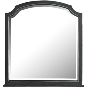 Bowery Hill Wooden Arched Frame Mirror with Beveled Edge in Charcoal