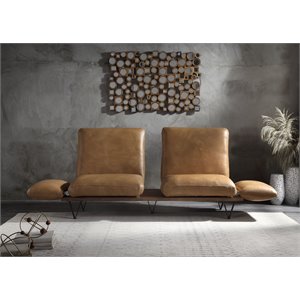Bowery Hill Top Grain Leather Swivel Sofa in Nutmeg