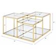 Bowery Hill Glass Top Coffee Table with Metal Frame in Gold Finish