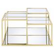 Bowery Hill Glass Top Coffee Table with Metal Frame in Gold Finish