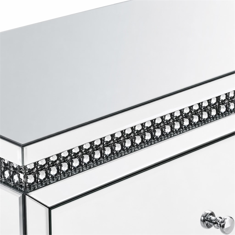 Bowery Hill TV Stand with Mirrored Surface and Faux Crystals
