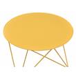 Bowery Hill Metal Accent Table with Round Top and Geometric Base in Yellow