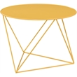 Bowery Hill Metal Accent Table with Round Top and Geometric Base in Yellow