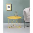 Bowery Hill Metal Accent Table with Round Top and Geometric Base in Yellow