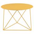 Bowery Hill Metal Accent Table with Round Top and Geometric Base in Yellow
