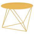 Bowery Hill Metal Accent Table with Round Top and Geometric Base in Yellow