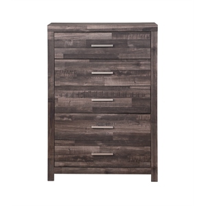 Bowery Hill 5-Drawer Bedroom Chest in Composite Wood and Dark Cherry Finish
