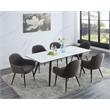 Bowery Hill Rectangular Faux Marble Dining Table with Black Tapered Legs