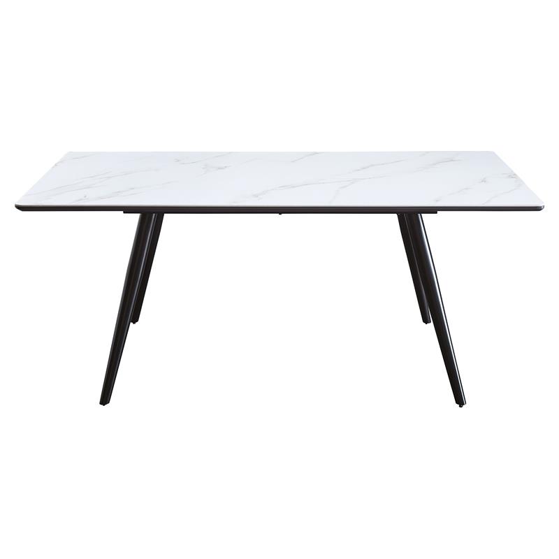 Bowery Hill Rectangular Faux Marble Dining Table with Black Tapered Legs