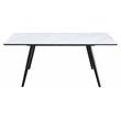 Bowery Hill Rectangular Faux Marble Dining Table with Black Tapered Legs