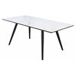 Bowery Hill Rectangular Faux Marble Dining Table with Black Tapered Legs